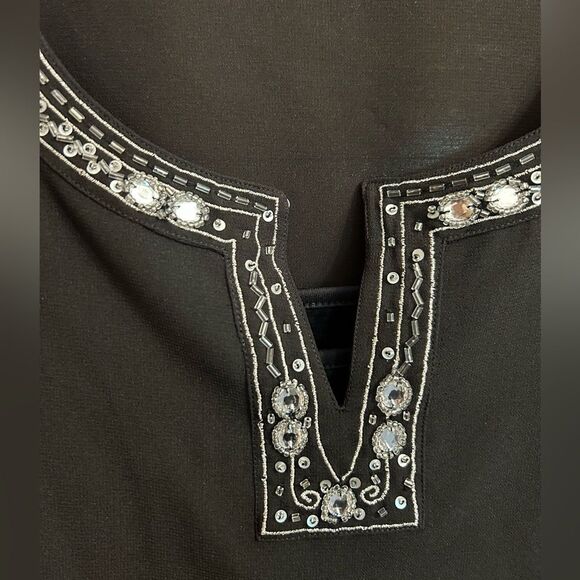 Covington long black two layer blouse, cami snaps into shirt, great condition - Picture 5 of 8